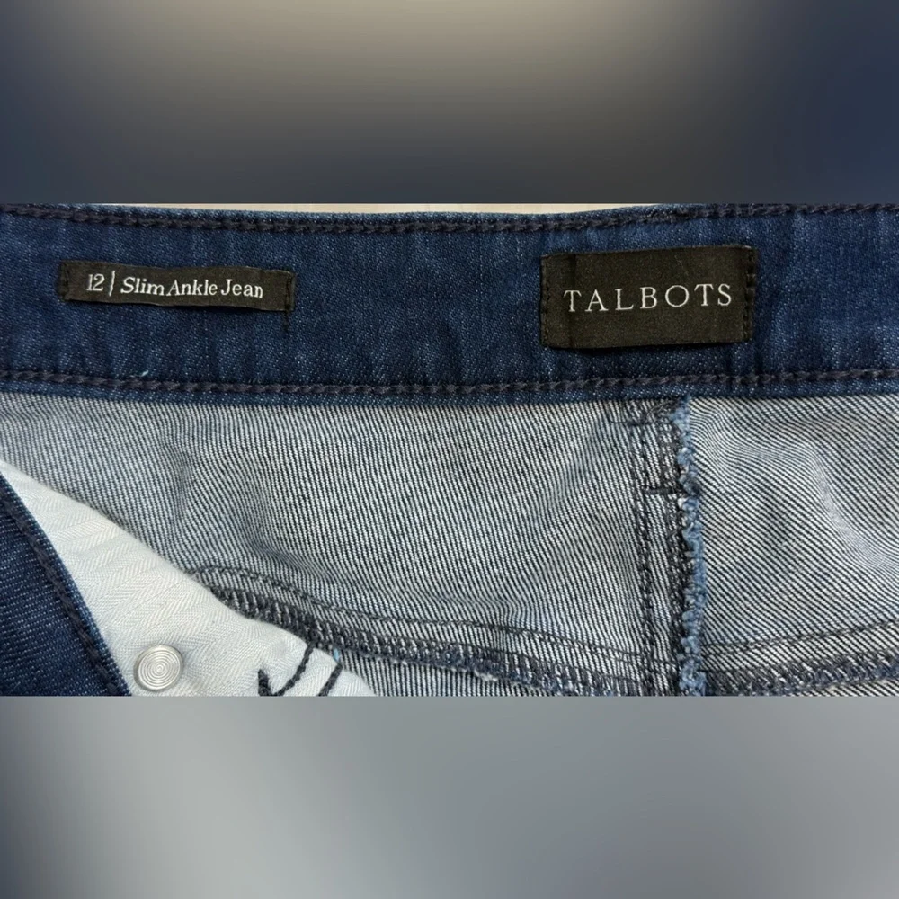 Talbots Women's Blue Jeans with Crystal Embellishment on Lower Legs of Jeans